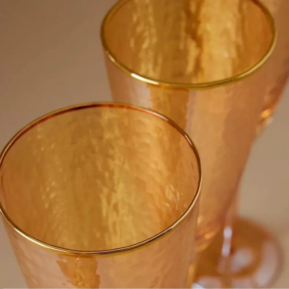 Anthropologie NIB/NWT Zaza Honey Luster Champagne Flutes, Set of 2